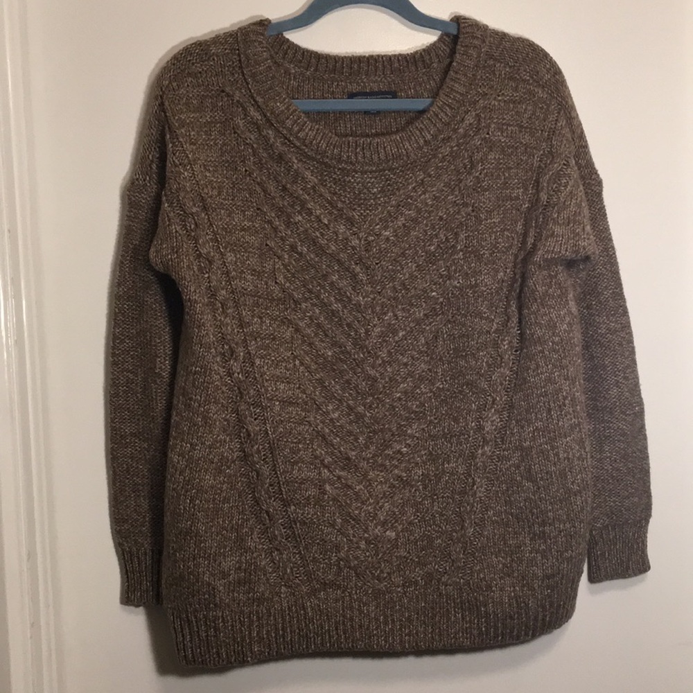 American Eagle brown cable knit sweater medium 🦅